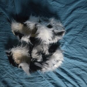 Fluffy Black And White Slipper Size 9.5